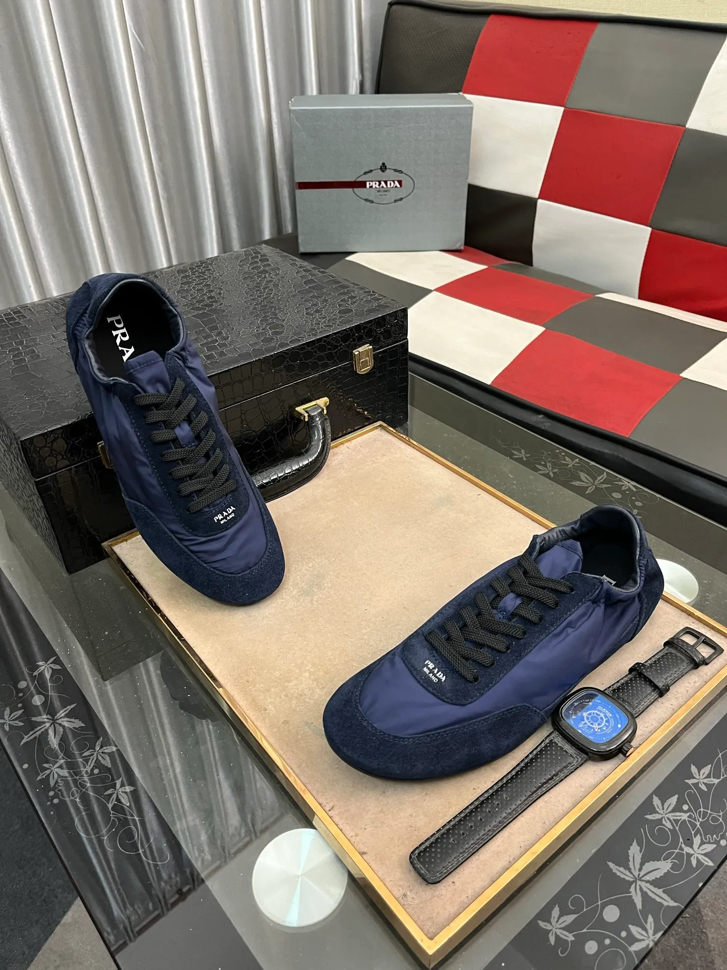 Men's shoes 💰500⌚️⌚️【PRADA】Prada - high-end quality original order 🔍🔍🔍 casual sports shoes - Upper: 🔝Nappa calfskin, brand high mercerized canvas, shoe body brand metal fasteners, tongue silk screen brand logo - Lining: water-dyed cowhide - Outsole: ultra-light TPU foam; molded outsole -Ultra-high quality control and fine workmanship: outstanding (high-end, extravagance, class) -Size: 38-446️⃣colors available